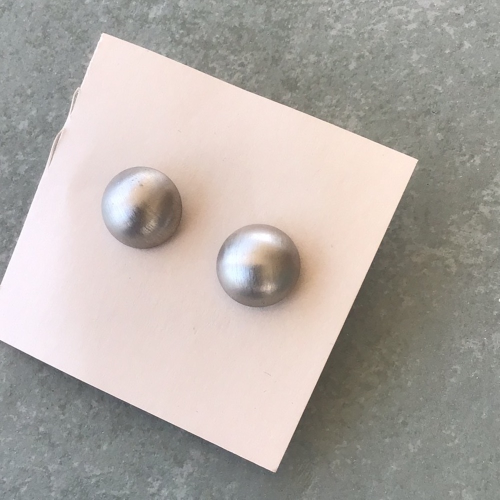 3/$10 Silver button moon earrings post vintage